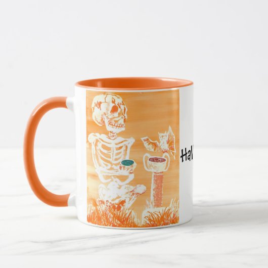 Grappige Halloween Tea Skele-ton Bat Crazy Cup Mok (Links)