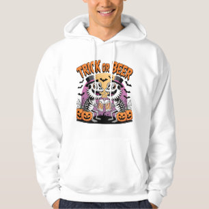 Grappige Halloween truc of bier skeletten Hoodie
