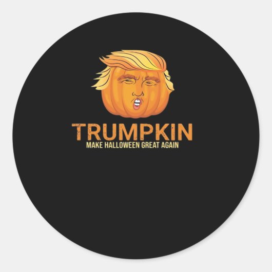 Grappige Halloween Trumpkin - Herfst Make Hallowee Ronde Sticker (Voorkant)