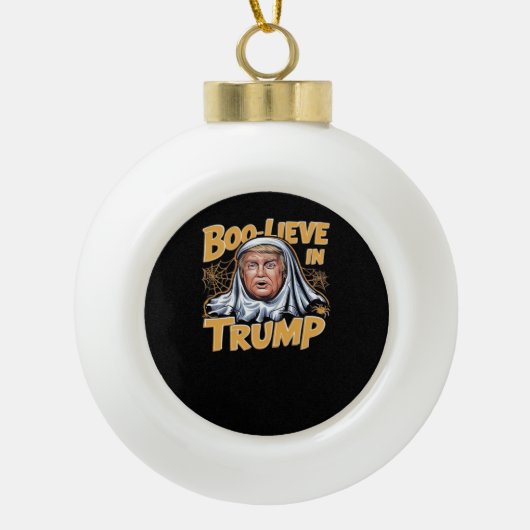 Grappige Halloween Trumpkin maken Halloween Great Keramische Bal Ornament (Voorkant)