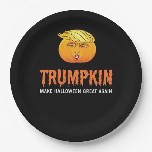 Grappige Halloween Trumpkin Papieren Bordje (Voorkant)