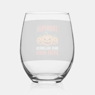Grappige Halloween Trumpkin Pompoen Parodie Wijnglas Zonder Voet