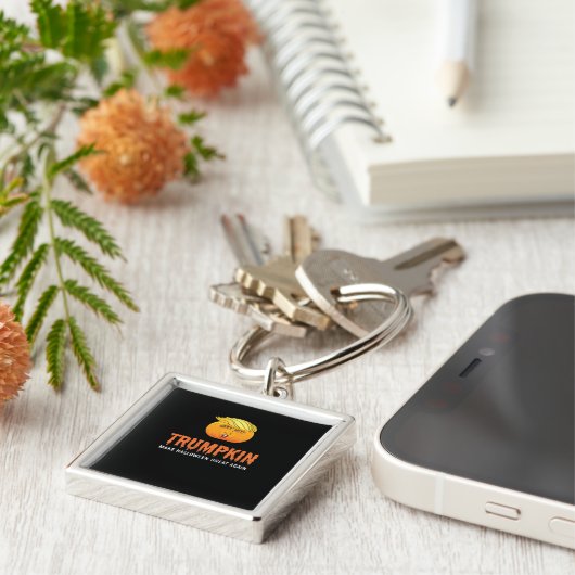 Grappige Halloween Trumpkin Sleutelhanger (Zijkant)