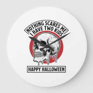 Grappige Halloween Twee Kinderen Schedel Shirt Ont Grote Klok