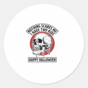 Grappige Halloween Twee Kinderen Schedel Shirt Ont Ronde Sticker