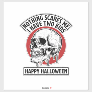 Grappige Halloween Twee Kinderen Schedel Shirt Ont Sticker
