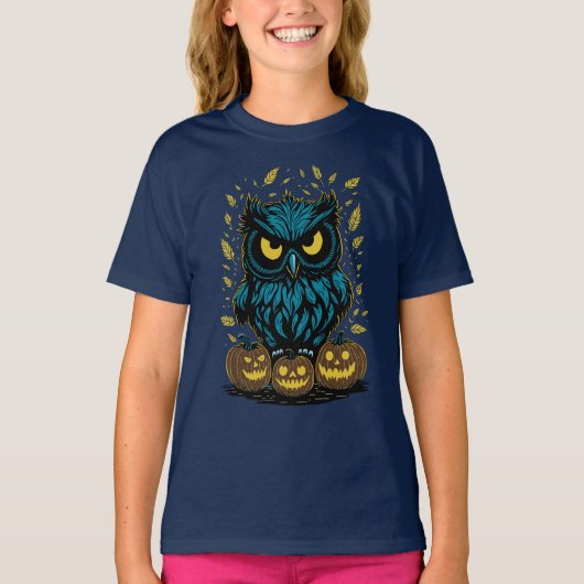 Grappige Halloween Uil T-shirt (Voorkant)
