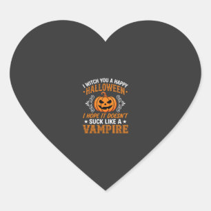 Grappige Halloween Vampier Pompoen Hart Sticker