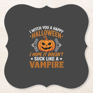 Grappige Halloween Vampier Pompoen Kartonnen Onderzetters