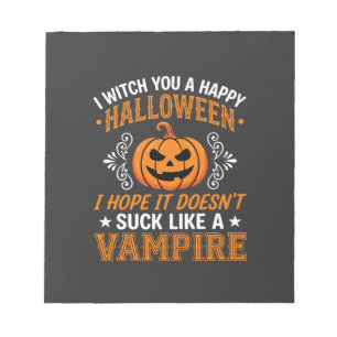 Grappige Halloween Vampier Pompoen Notitieblok