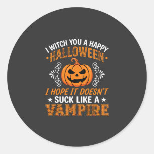 Grappige Halloween Vampier Pompoen Ronde Sticker