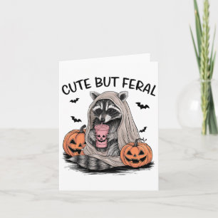 Grappige Halloween wasbeer met pompoenen vleermuiz Kaart