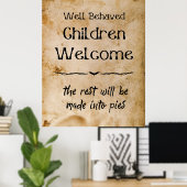 Grappige  Halloween Welkom Kinderen Poster (Thuiskantoor)