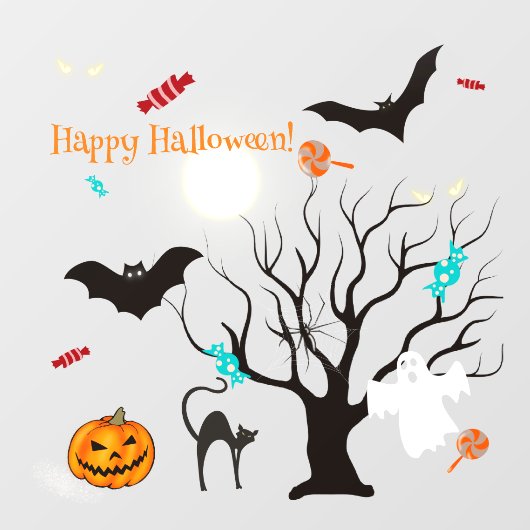 Grappige Halloween wezens en snoepjes Raamsticker (Vel)