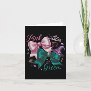 Grappige Halloween Witch Pink gaat goed met groene Kaart