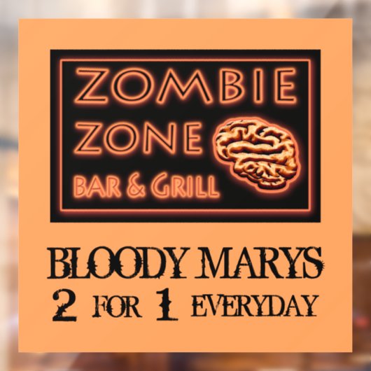 Grappige Halloween Zombie Zone Bloody Marys Raamsticker (Vel 2)