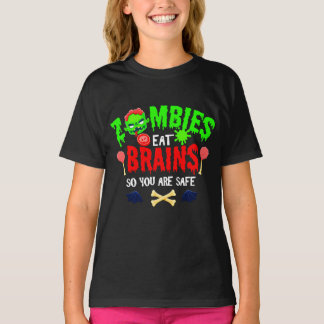 Grappige Halloween zombies eten hersenen je bent v T-shirt