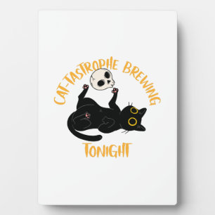 grappige halloween zwarte kat fotoplaat