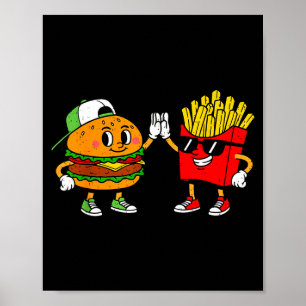Grappige Hamburger Franse Frietjes Combo Snacks Fa Poster
