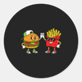 Grappige Hamburger Frites Combo Snacks Fast Foo Ronde Sticker (Voorkant)