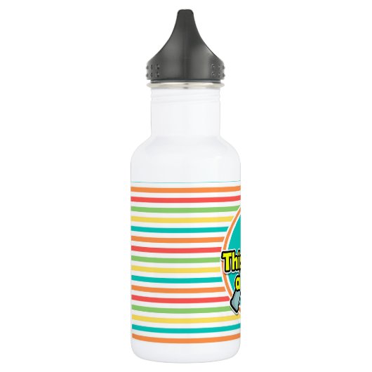 Grappige hamer; heldere regenboogstrepen waterfles (Links)