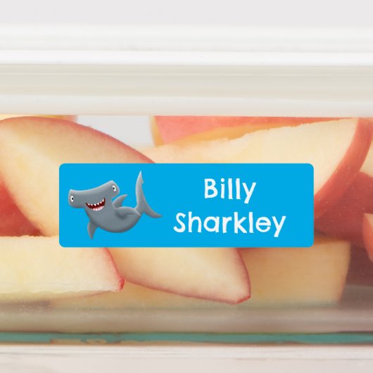Grappige Hammerhead haai cartoon gepersonaliseerd Labels (Aangebracht)