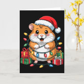 Grappige Hamster Kerstman Muts Dieren Liefhebbers  Kaart (Gele Bloem)