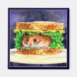 Grappige hamster sandwich magneet