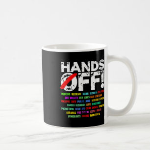 Grappige handen van protest tegen sociale zekerhei koffiemok