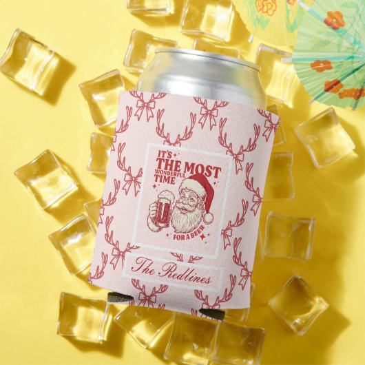 Grappige, handgetekende kerstman blikjeskoeler (Insitu Zomer)