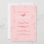 Grappige handgetekende martini 50ste verjaardagsfe kaart (Voorkant)