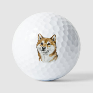 Grappige handgetekende Shiba Inu Valentijnsdag Kun Golfballen