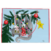 Grappige hangende kerstboom kat large cadeauzakje (Achterkant)