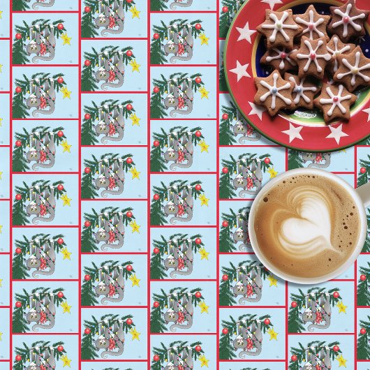 Grappige hangende kerstboom kat tafelkleed