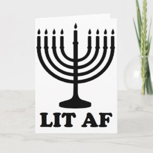Grappige hanukkah chanukah menorah aangestoken af feestdagen kaart
