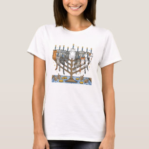 Grappige Hanukkah Meowzel Katten Menora T-shirt