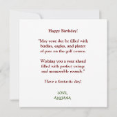 Grappige Happy Birthday Golfbal liefhebbers Kaart (Achterkant)