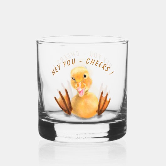 Grappige Happy Duck Cheers Aangepaste tekst Whisky Glas (Achterkant)