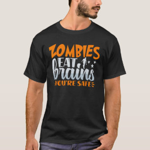 Grappige Happy Halloween Zombies Eet Je Hersenen V T-shirt