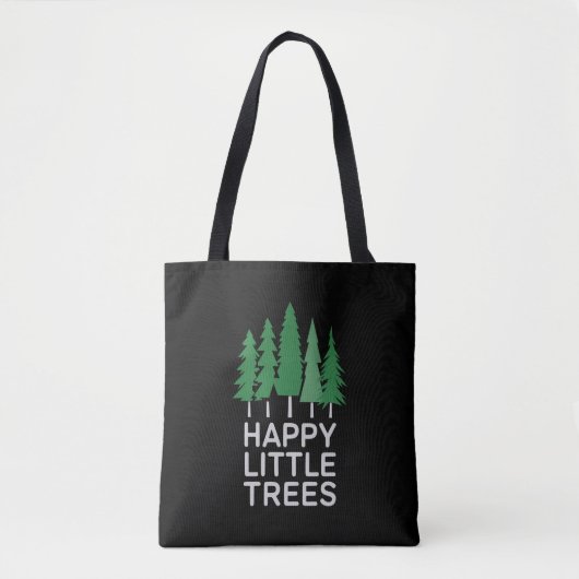 Grappige Happy Little Trees Cadeaus Camping Draagtas (Voorkant)