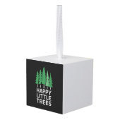 Grappige Happy Little Trees Cadeaus Camping Kubus Ornament (Achter hoekig)