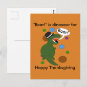 Grappige Happy Thanksgiving-dinosaurus personalise Briefkaart (Voorkant / Achterkant)