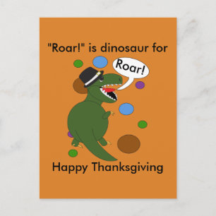 Grappige Happy Thanksgiving-dinosaurus personalise Briefkaart