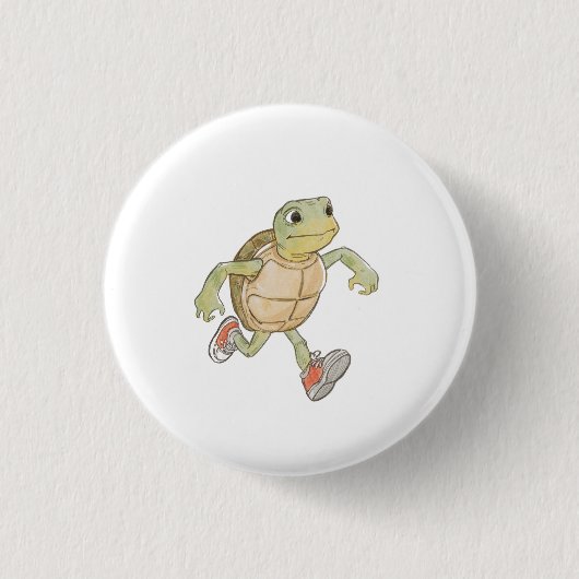 Grappige hardloop schildpad cartoon knop badge pin ronde button 3,2 cm (Voorkant)