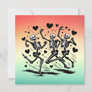 Grappige hardlopende skelet Valentijnsdag kussen Feestdagenkaart