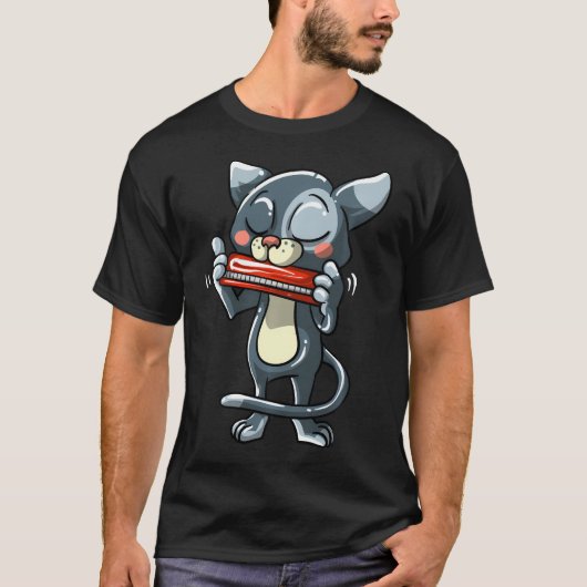 Grappige Harmonica Muziek Harmonica T-shirt (Voorkant)