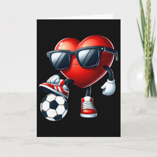 Grappige Hart Voetbal Spelende Valentijnsdag Heren Kaart
