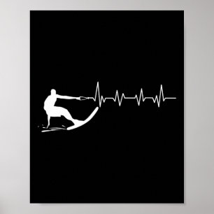 Grappige Hartslag Waterski Cadeau Cool Waterskiër Poster
