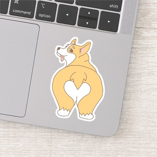 Grappige hartvormige Corgi Butt Drawing Sticker (Detail)