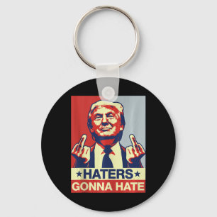 Grappige Haters gaan Donald Trump middelvinger hat Sleutelhanger